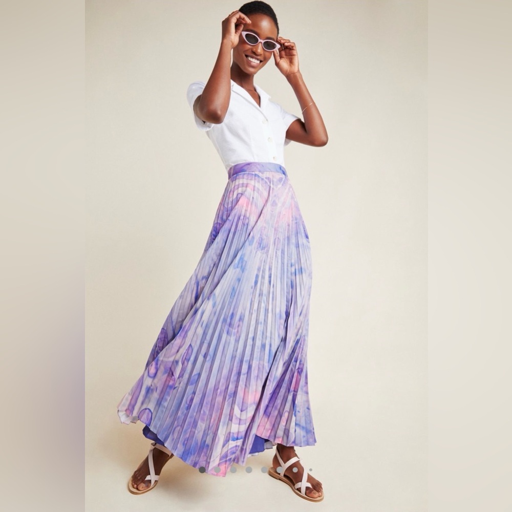 Anthropologie Purple Pleated Skirt